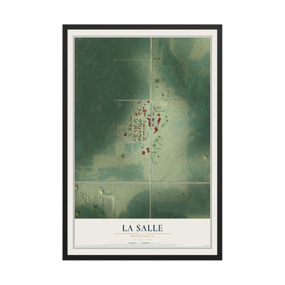 Map of La Salle, Minnesota, 12 x 18 inch print in a black wood frame