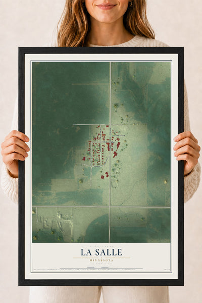 Map of La Salle, Minnesota, 18 x 24 inch print in a black wood frame