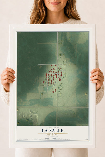 Map of La Salle, Minnesota, 18 x 24 inch print in a white wood frame