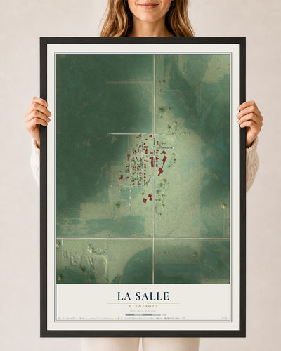 Map of La Salle, Minnesota, 24 x 36 inch print in a black wood frame