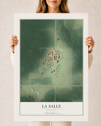 Map of La Salle, Minnesota, 24 x 36 inch print in a white wood frame