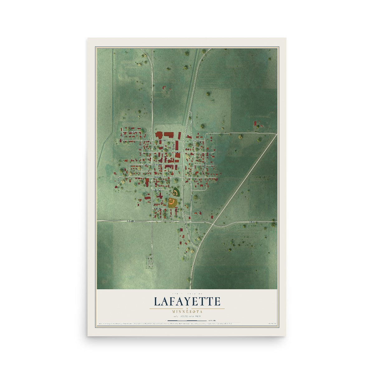 Map of Lafayette, Minnesota, 12 x 18 inch unframed archival matte print