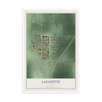 Map of Lafayette, Minnesota, 12 x 18 inch print in a white wood frame