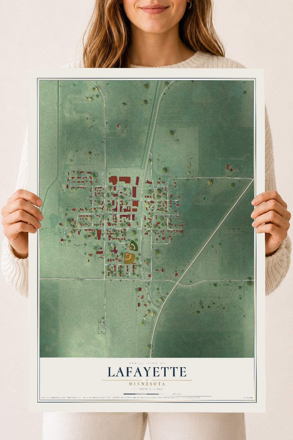 Map of Lafayette, Minnesota, 18 x 24 inch unframed archival matte print
