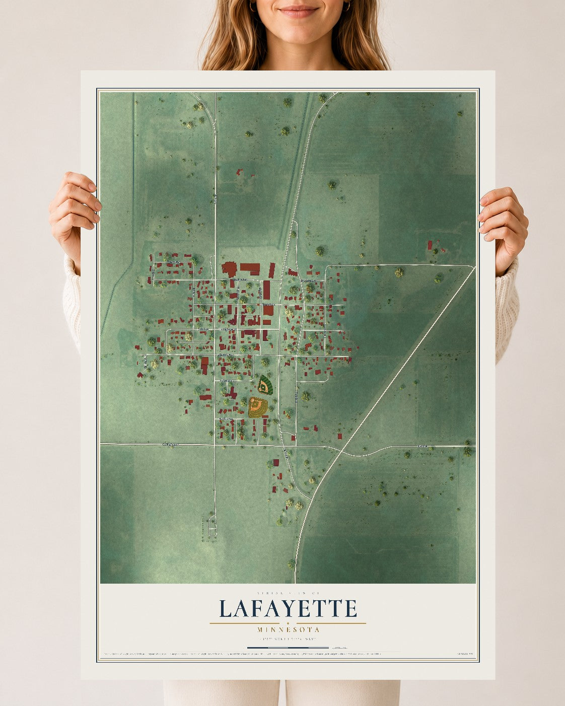 Map of Lafayette, Minnesota, 24 x 36 inch unframed archival matte print