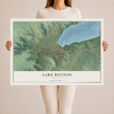Map of Lake Benton, Minnesota, 24 x 36 inch unframed archival matte print