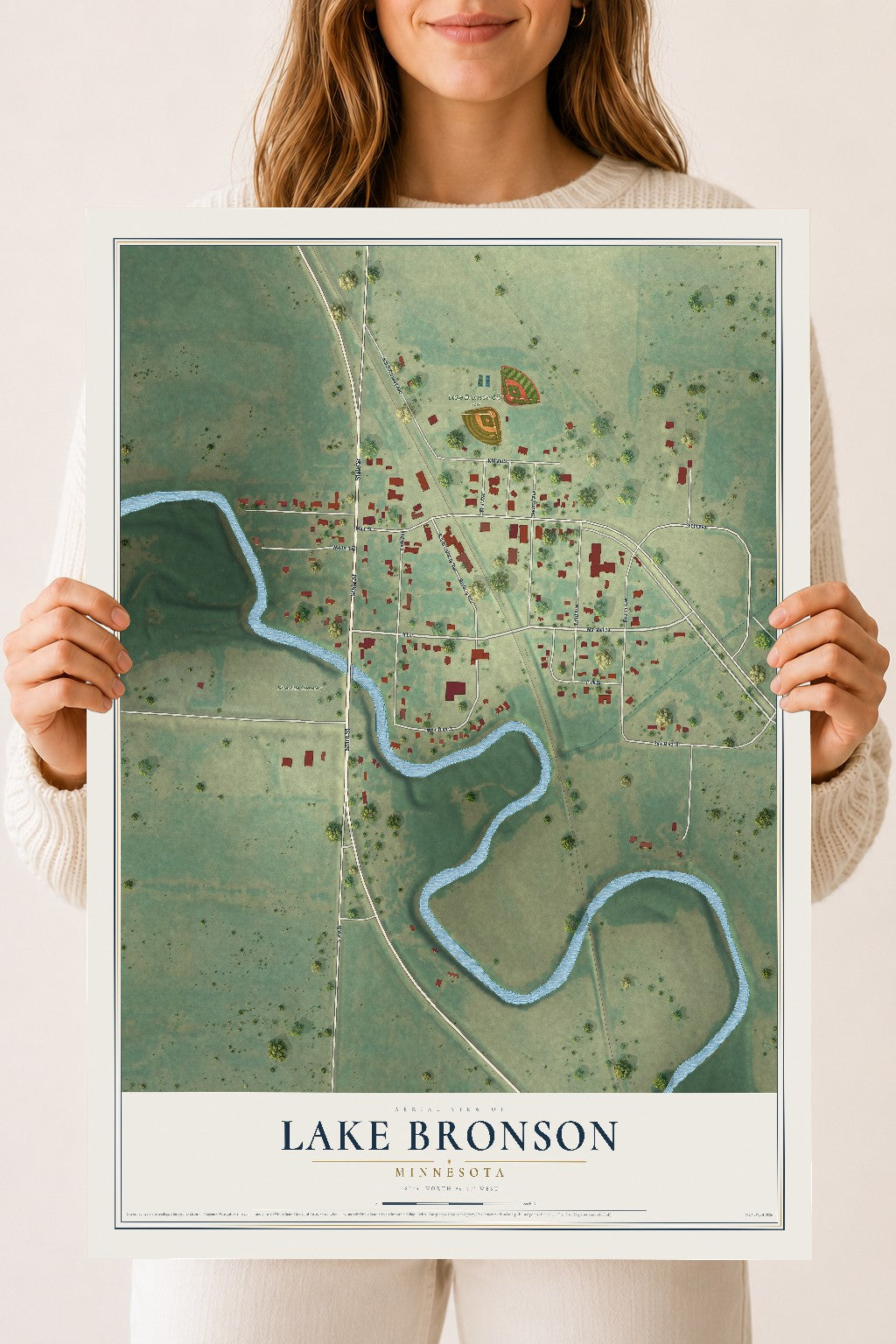 Map of Lake Bronson, Minnesota, 18 x 24 inch unframed archival matte print