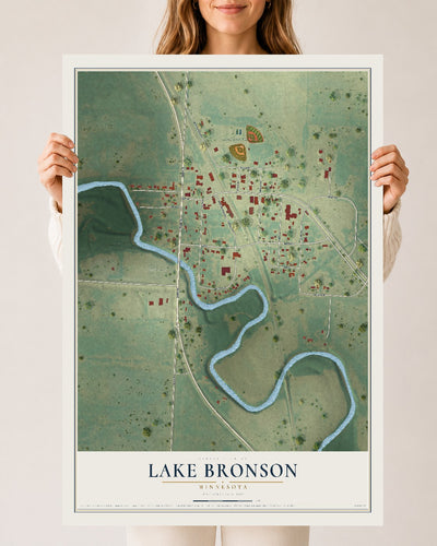 Map of Lake Bronson, Minnesota, 24 x 36 inch unframed archival matte print