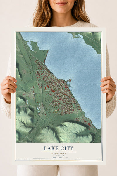Map of Lake City, Minnesota, 18 x 24 inch unframed archival matte print