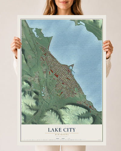 Map of Lake City, Minnesota, 24 x 36 inch unframed archival matte print