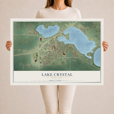 Map of Lake Crystal, Minnesota, 24 x 36 inch unframed archival matte print