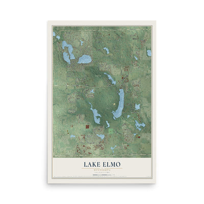 Map of Lake Elmo, Minnesota, 12 x 18 inch unframed archival matte print