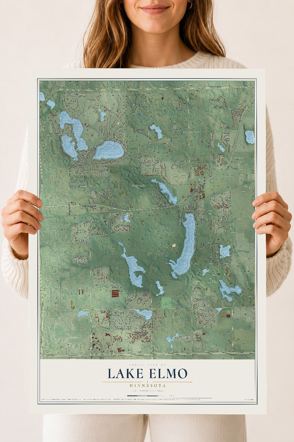 Map of Lake Elmo, Minnesota, 18 x 24 inch unframed archival matte print