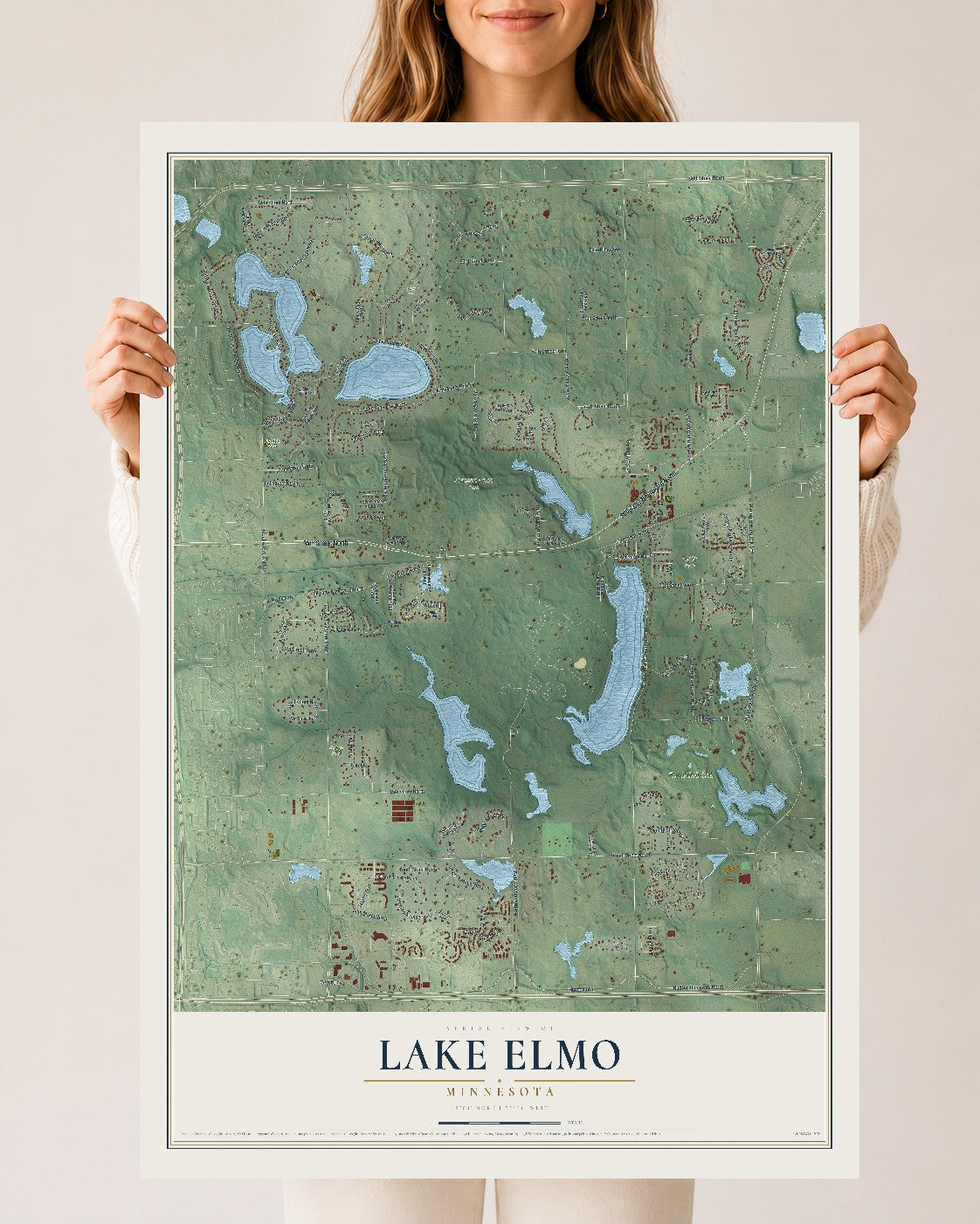 Map of Lake Elmo, Minnesota, 24 x 36 inch unframed archival matte print