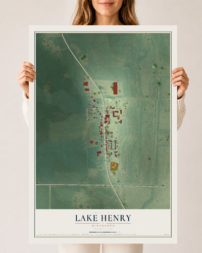 Map of Lake Henry, Minnesota, 24 x 36 inch unframed archival matte print