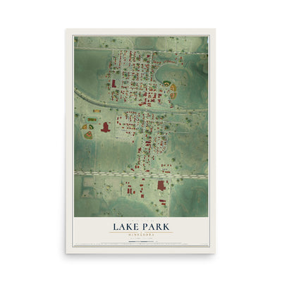 Map of Lake Park, Minnesota, 12 x 18 inch unframed archival matte print
