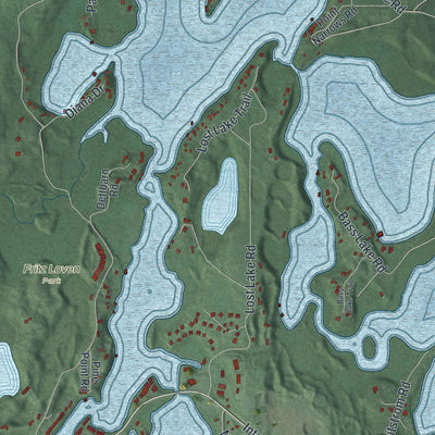 Close-up of the map of Lake Shore, Minnesota print showing street and building detail