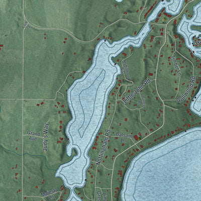 Second close-up of the map of Lake Shore, Minnesota print showing more streets and buildings