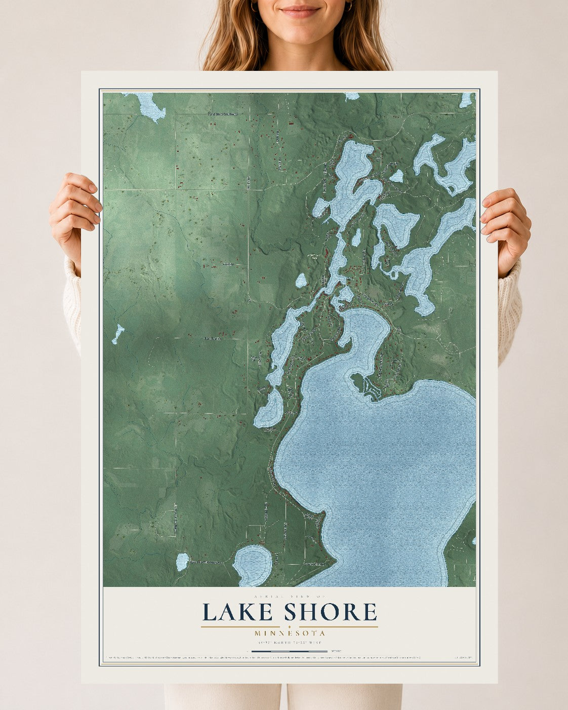 Map of Lake Shore, Minnesota, 24 x 36 inch unframed archival matte print
