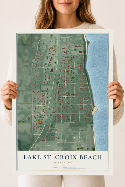 Map of Lake St. Croix Beach, Minnesota, 18 x 24 inch unframed archival matte print