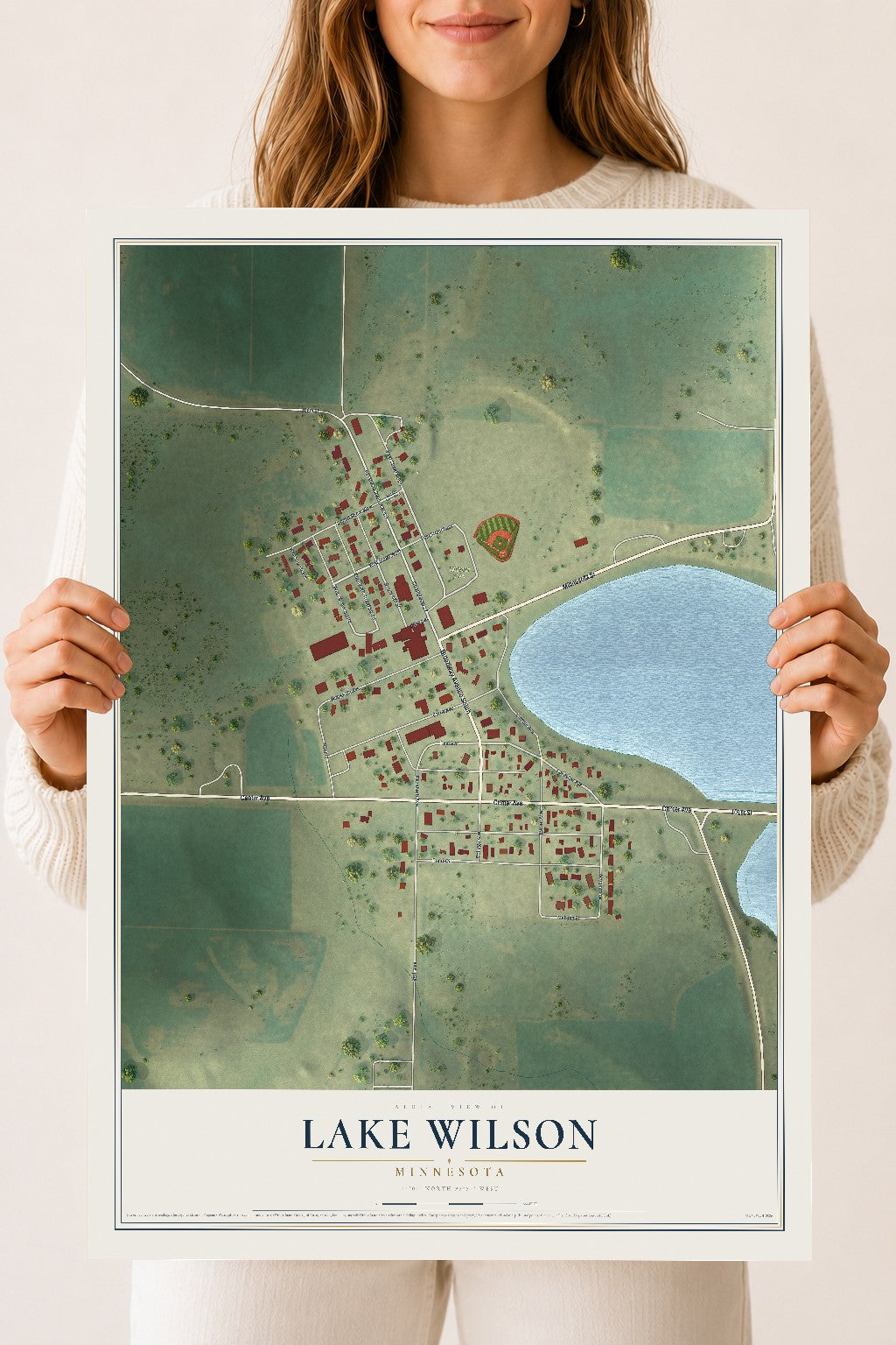 Map of Lake Wilson, Minnesota, 18 x 24 inch unframed archival matte print