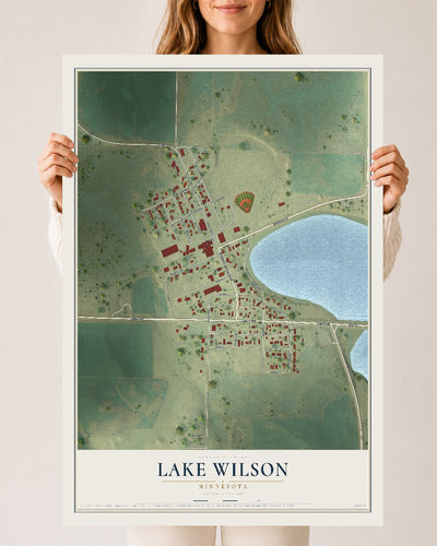 Map of Lake Wilson, Minnesota, 24 x 36 inch unframed archival matte print