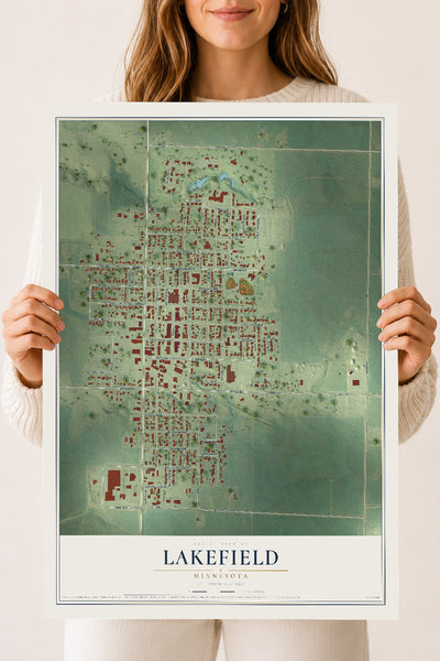 Map of Lakefield, Minnesota, 18 x 24 inch unframed archival matte print