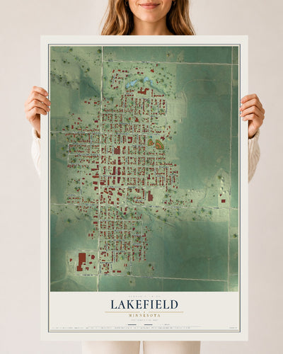 Map of Lakefield, Minnesota, 24 x 36 inch unframed archival matte print