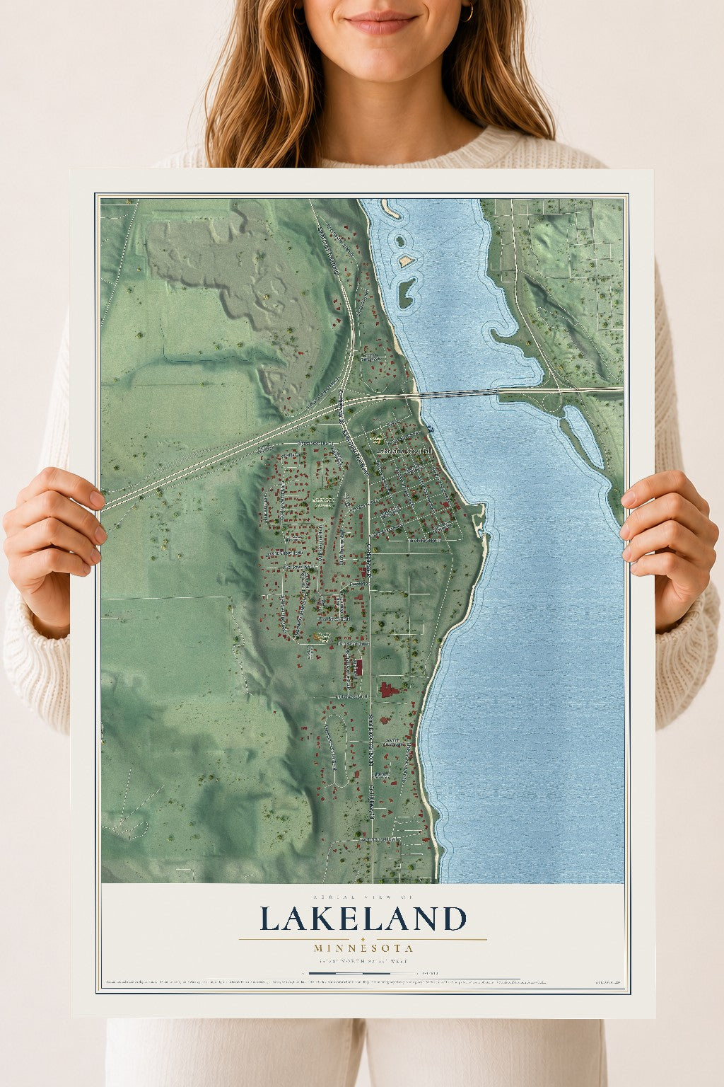 Map of Lakeland, Minnesota, 18 x 24 inch unframed archival matte print