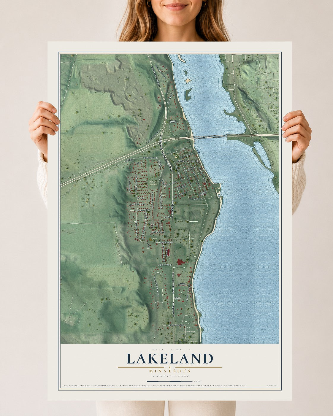 Map of Lakeland, Minnesota, 24 x 36 inch unframed archival matte print