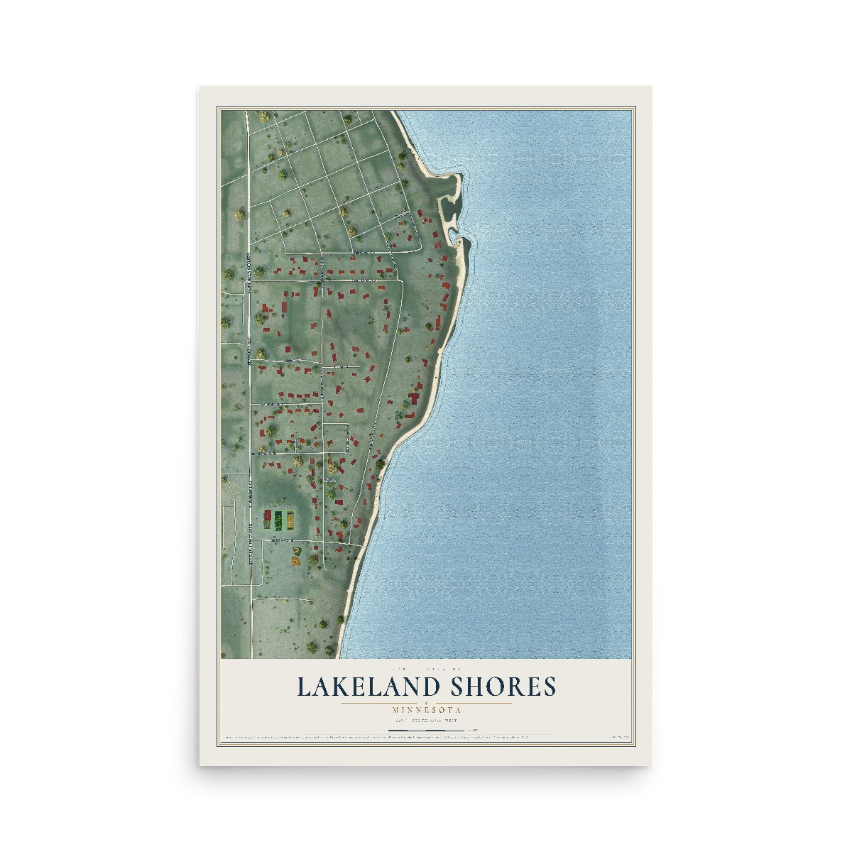 Map of Lakeland Shores, Minnesota, 12 x 18 inch unframed archival matte print