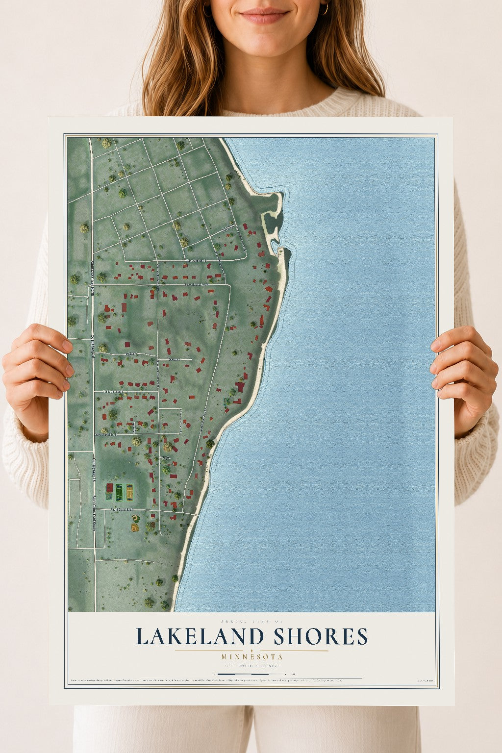 Map of Lakeland Shores, Minnesota, 18 x 24 inch unframed archival matte print