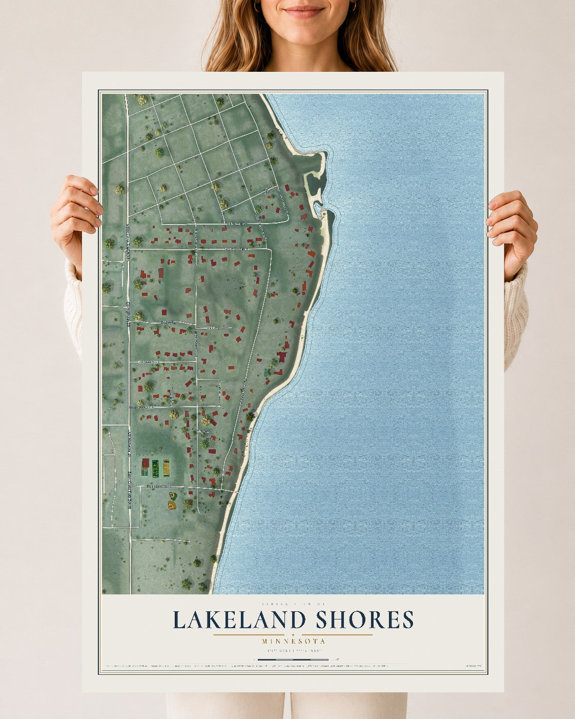 Map of Lakeland Shores, Minnesota, 24 x 36 inch unframed archival matte print