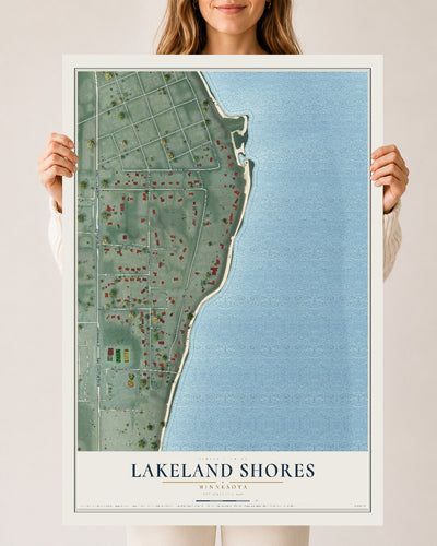 Map of Lakeland Shores, Minnesota, 24 x 36 inch unframed archival matte print