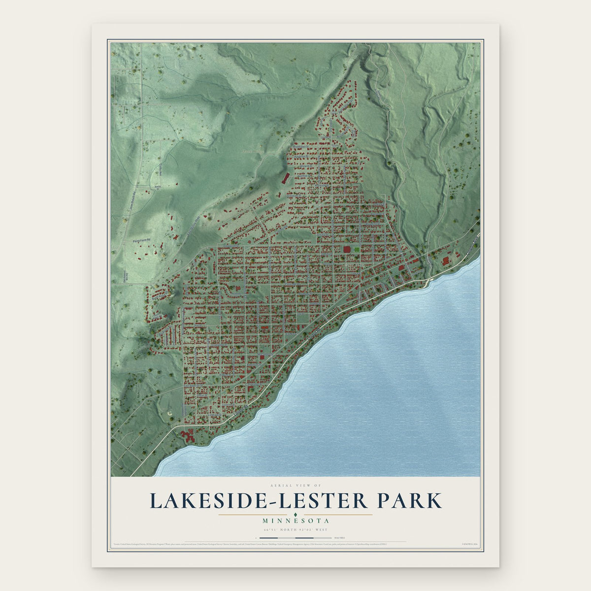 Lakeside-Lester Park, Minnesota map print, the full design