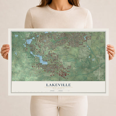 Map of Lakeville, Minnesota, 12 x 18 inch unframed archival matte print