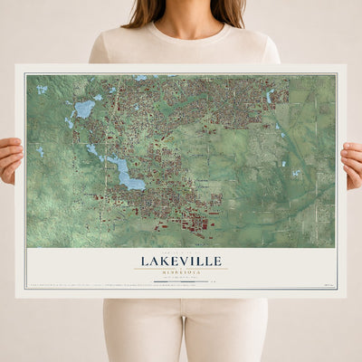 Map of Lakeville, Minnesota, 18 x 24 inch unframed archival matte print