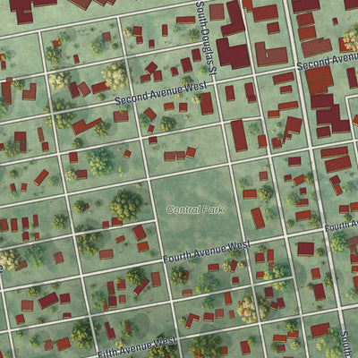 Close-up of the map of Lamberton, Minnesota print showing street and building detail