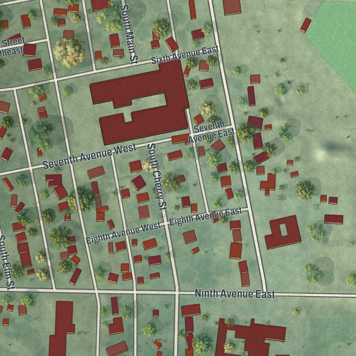 Second close-up of the map of Lamberton, Minnesota print showing more streets and buildings