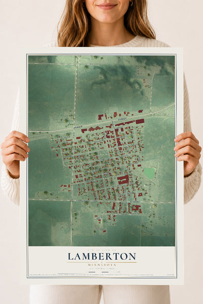 Map of Lamberton, Minnesota, 18 x 24 inch unframed archival matte print