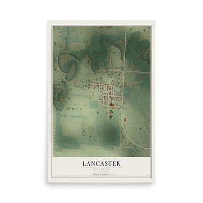 Map of Lancaster, Minnesota, 12 x 18 inch unframed archival matte print