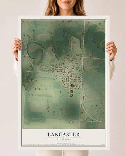 Map of Lancaster, Minnesota, 24 x 36 inch unframed archival matte print