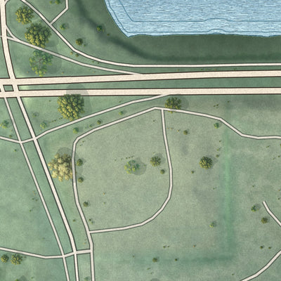 Second close-up of the map of Landfall, Minnesota print showing more streets and buildings