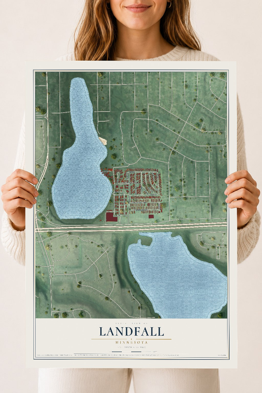 Map of Landfall, Minnesota, 18 x 24 inch unframed archival matte print
