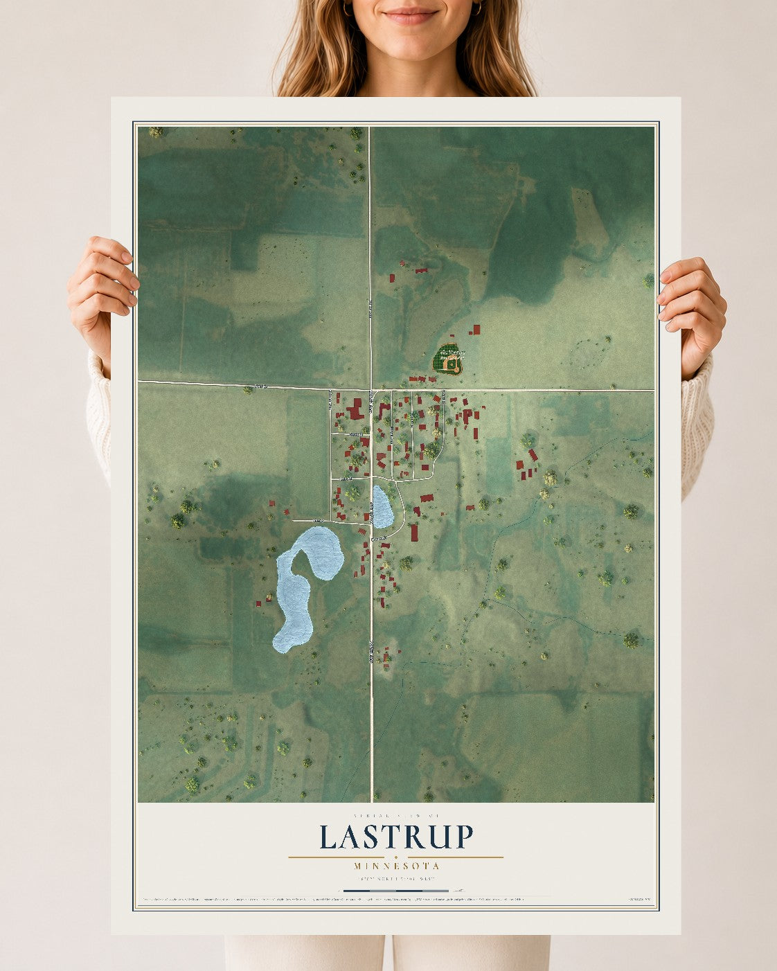 Map of Lastrup, Minnesota, 24 x 36 inch unframed archival matte print
