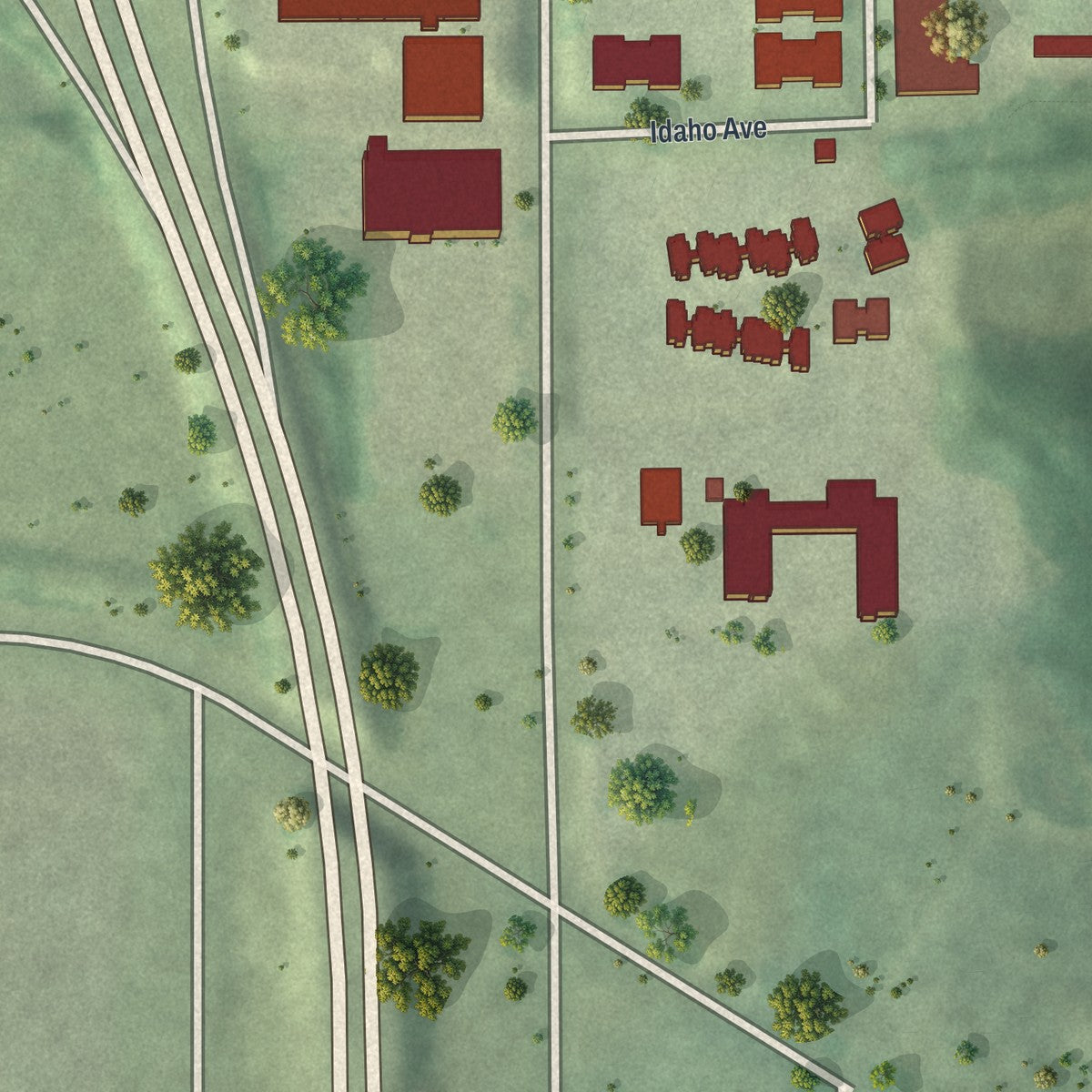 Second close-up of the map of Lauderdale, Minnesota print showing more streets and buildings
