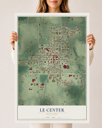 Map of Le Center, Minnesota, 24 x 36 inch unframed archival matte print
