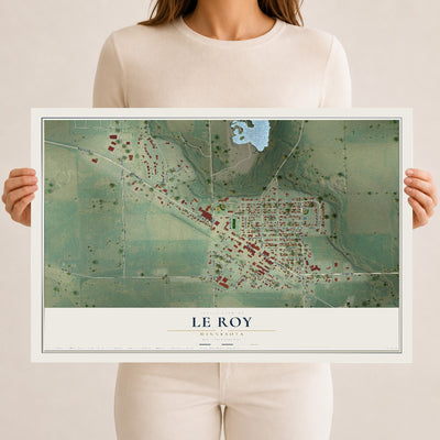 Map of Le Roy, Minnesota, 12 x 18 inch unframed archival matte print