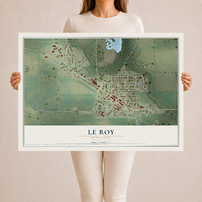 Map of Le Roy, Minnesota, 24 x 36 inch unframed archival matte print