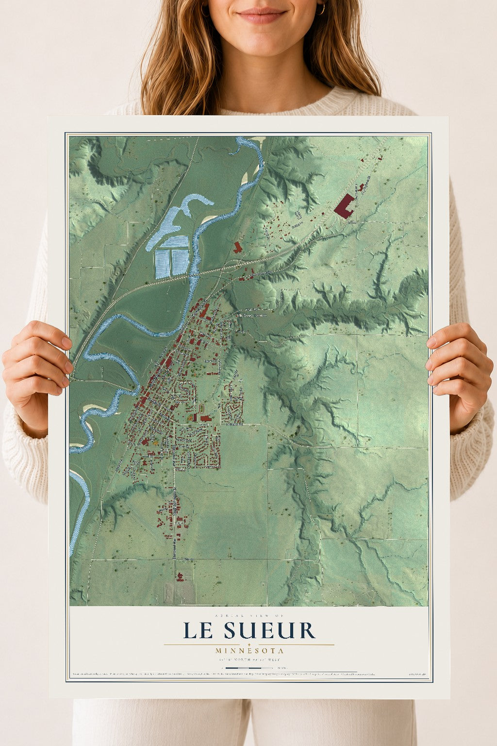 Map of Le Sueur, Minnesota, 18 x 24 inch unframed archival matte print